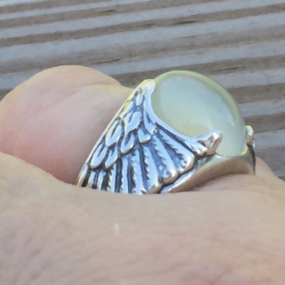 Eagle Wing Ring .925 Sterling Silver w/ Genuine Moonstone gemstone made in USA - Picture 7 of 8